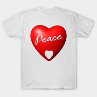 Peace in a 3D red heart T-Shirt